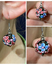 Load image into Gallery viewer, Spring Blossom Drop Earrings in Pink and Blue