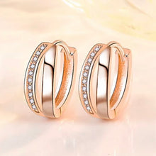 Load image into Gallery viewer, Rose Gold Aliyah Sleeper Hoop Earrings (Sterling Silver)