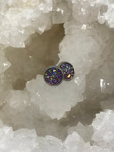 Load image into Gallery viewer, 8mm Dark Pink Druzy Studs