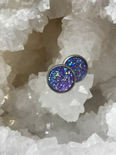 Load image into Gallery viewer, 12mm Purple Druzy Studs