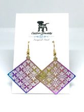Load image into Gallery viewer, Rainbow Rhombus Drop Earrings