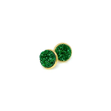 Load image into Gallery viewer, 10mm Emerald Shimmer Druzy Studs