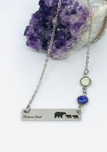 Load image into Gallery viewer, Mama Bear Birthstone Necklace with Two Cubs (Stainless Steel)