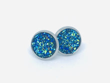 Load image into Gallery viewer, 10mm Galaxy Blue Druzy Studs