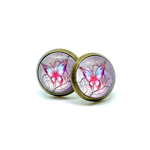 10mm Crowned Butterfly Studs (Stainless Steel)