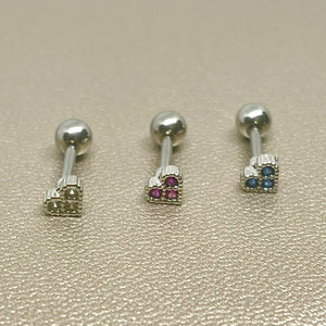 Crystal Heart Cartilage Stud (Surgical Steel)