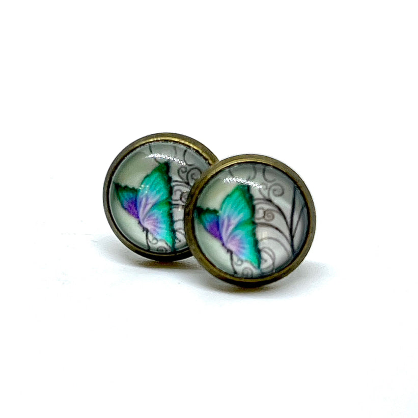 10mm Mourning Cloak Butterfly Studs (Stainless Steel)