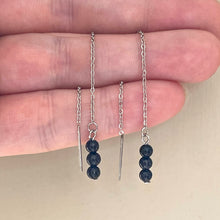 Load image into Gallery viewer, Blue Sandstone Gemstone Threader Drop Earrings (Stainless Steel)