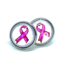 Load image into Gallery viewer, 12mm Breast Cancer Awareness Studs