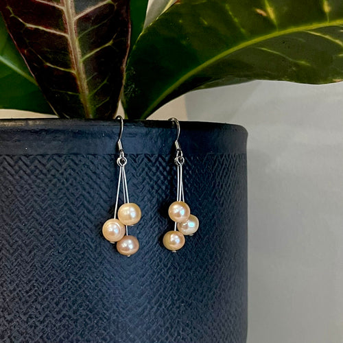 Pink Freshwater Pearl Drop Earrings