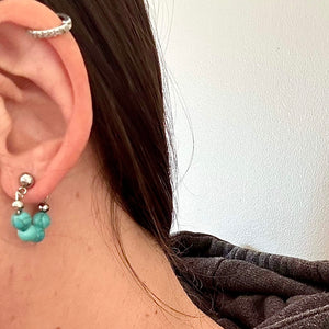 Turquoise Gemstone Hoop Earrings (Stainless Steel)