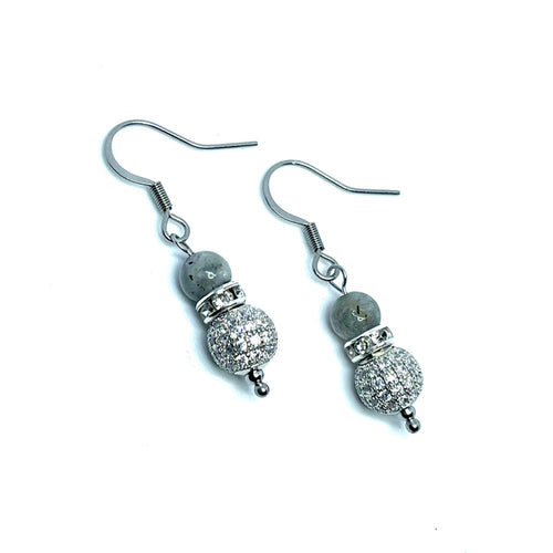 Labradorite Pave Sparkle Drop Earrings