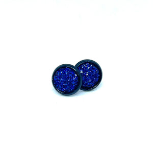 8mm Sapphire Shimmer Druzy Studs