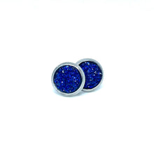 Load image into Gallery viewer, 8mm Sapphire Shimmer Druzy Studs