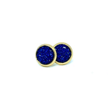 Load image into Gallery viewer, 8mm Sapphire Shimmer Druzy Studs