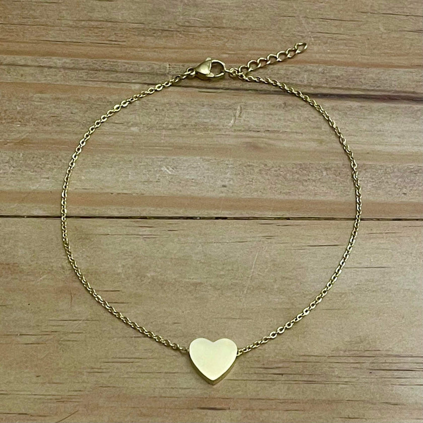 Heart of Gold Anklet (Stainless Steel) – Corso Custom Jewelry