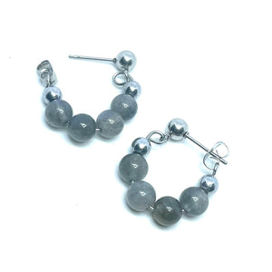 Labradorite Gemstone Hoop Earrings (Stainless Steel)