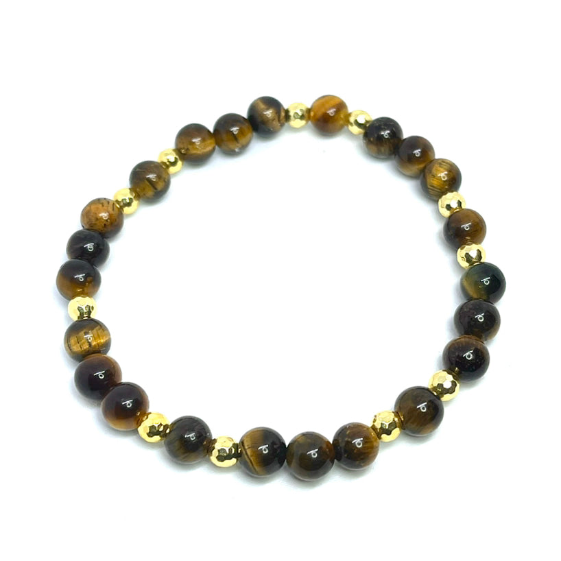 6mm Yellow Tigers Eye Gemstone Bracelet