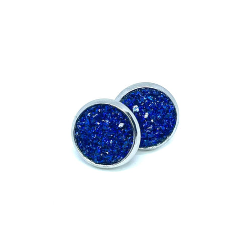 10mm Sapphire Shimmer Druzy Studs
