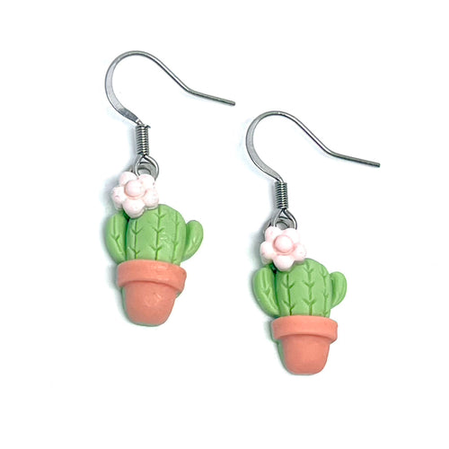 Flowering Cactus Drop Earrings