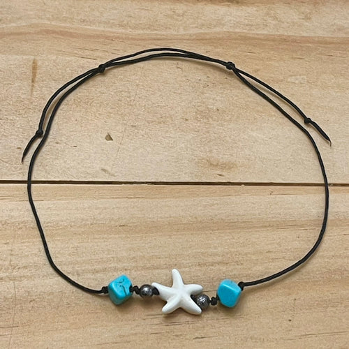 Howlite Starfish Anklet (Adjustable)