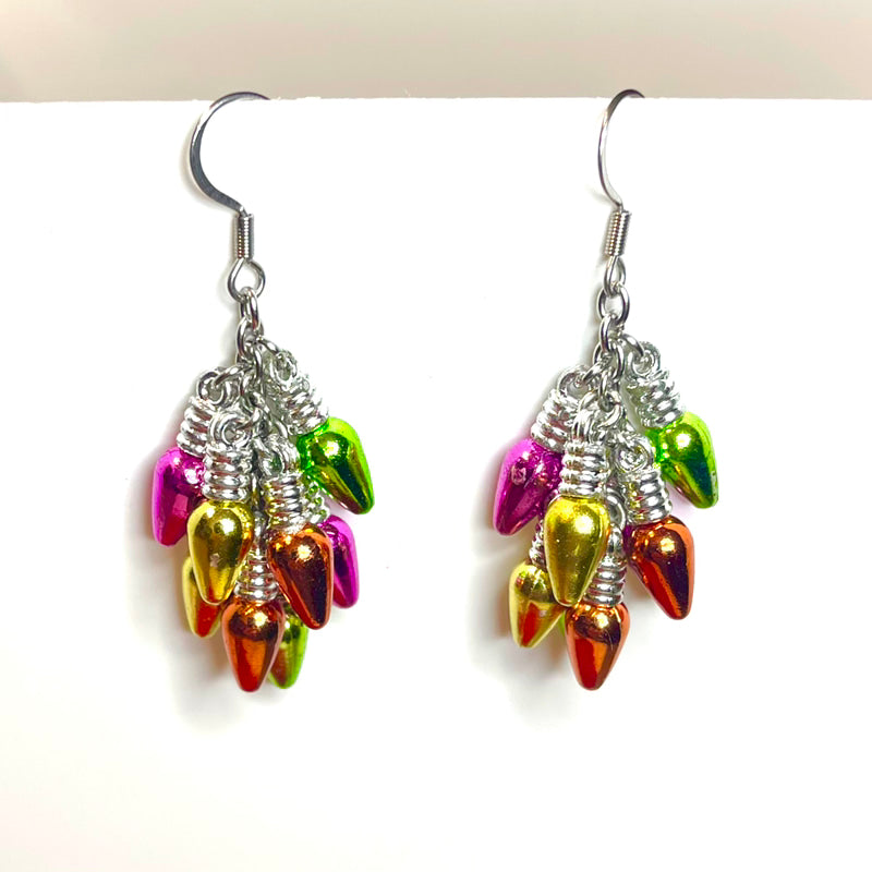 Family Christmas Light Cluster Drop Earrings