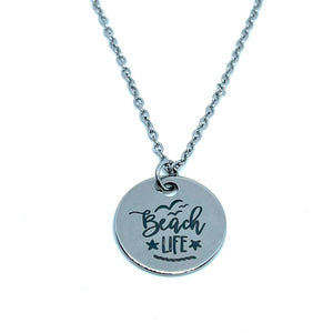 “Beach Life” Charm Necklace (Stainless Steel)