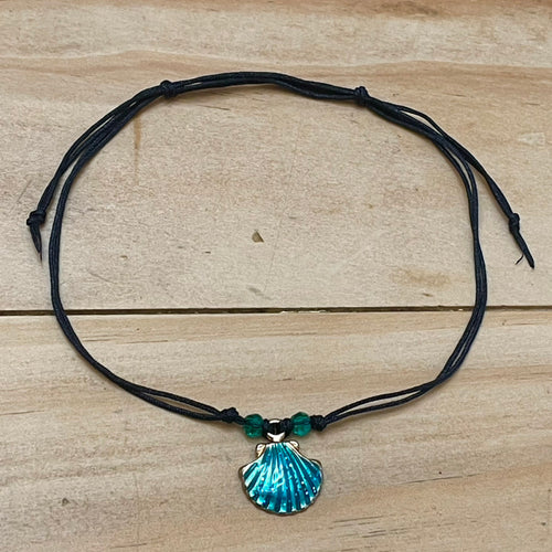 Teal Seashell Anklet (Adjustable)