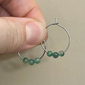 Verdite African Jade Gemstone Hoop Earrings (Surgical Steel)