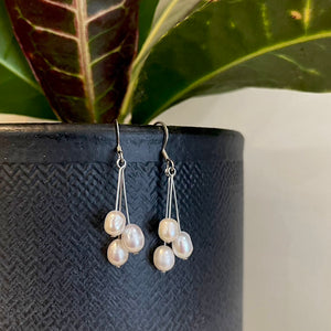 White Freshwater Pearl Drop Earrings