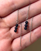 Load image into Gallery viewer, Blue Sandstone Gemstone Threader Drop Earrings (Stainless Steel)