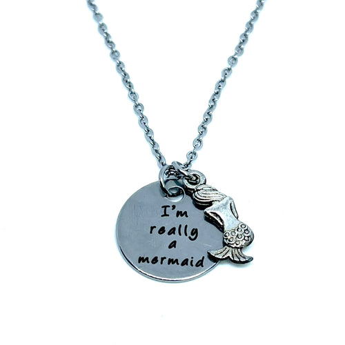 “I’m Really a Mermaid” 3-in-1 Charm Necklace (Stainless Steel)