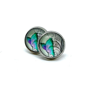 10mm Mourning Cloak Butterfly Studs (Stainless Steel)