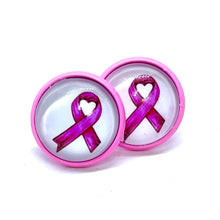 Load image into Gallery viewer, 12mm Breast Cancer Awareness Studs