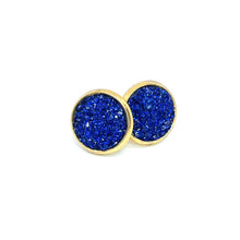 Load image into Gallery viewer, 10mm Sapphire Shimmer Druzy Studs