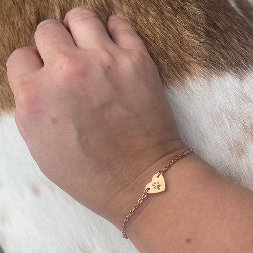 Real Pawprint Bracelet (Rose Gold Stainless Steel) - Your Pet's Pawprint