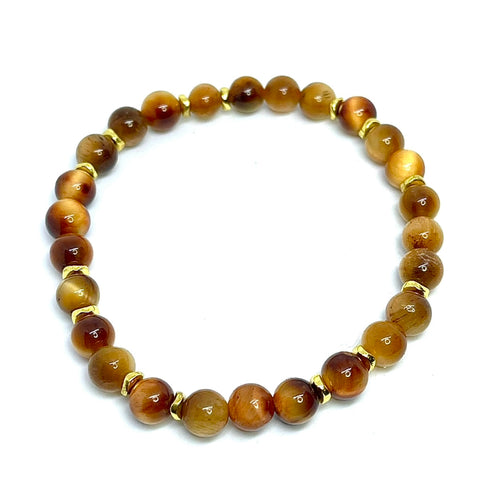 6mm Golden Tigers Eye Gemstone Bracelet