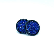 Load image into Gallery viewer, 10mm Sapphire Shimmer Druzy Studs