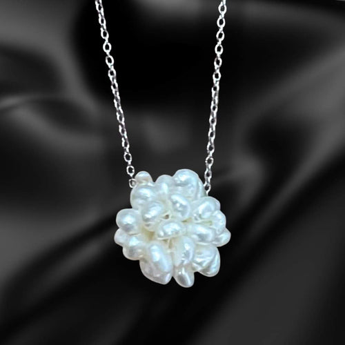 Freshwater Pearl Cluster Necklace (Stainless Steel)