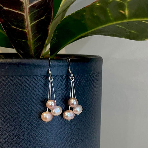 Purple Freshwater Pearl Drop Earrings