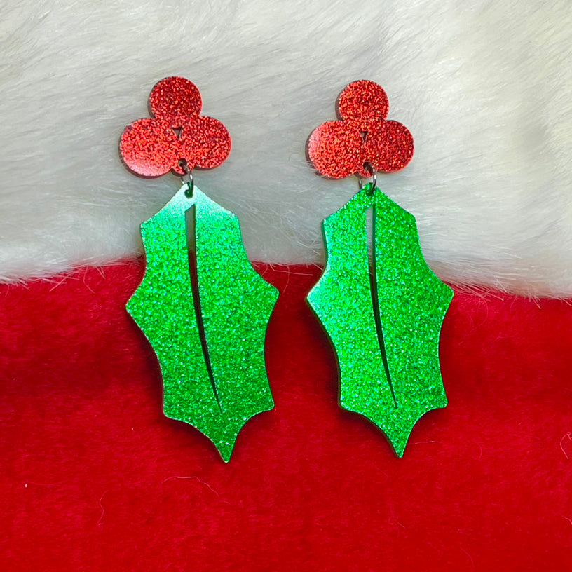 Glimmering Mistletoe Drop Earrings