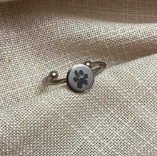 Load image into Gallery viewer, Real Pawprint Adjustable Ring (Stainless Steel) - Your Pet&#39;s Pawprint