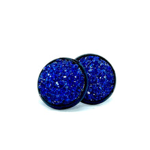 Load image into Gallery viewer, 12mm Sapphire Shimmer Druzy Studs