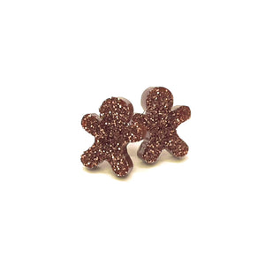 Glimmering Gingerbread Man Studs