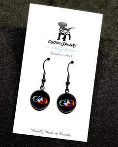 12mm Neurodiversity Celebration Drop Earrings (Black Stainless Steel)