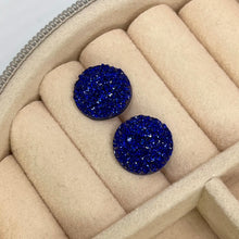 Load image into Gallery viewer, 12mm Sapphire Shimmer Druzy Studs