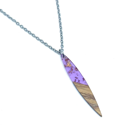 Purple Wooden Spindle Necklace