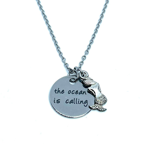 “The Ocean is Calling” 3-in-1 Charm Necklace (Stainless Steel)