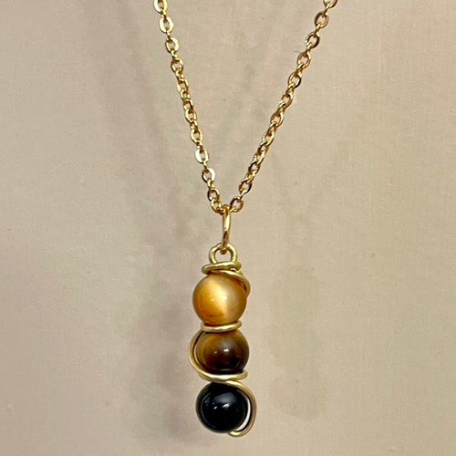 Tigris Gemstone Necklace (Gold Stainless Steel)