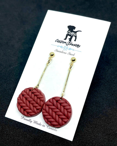 Christmas Sweater Drop Earrings in Poinsettia
